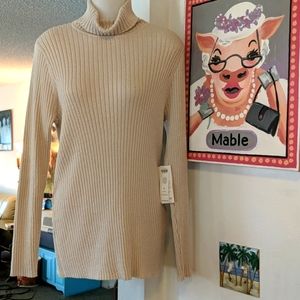* NWT Chico's Lurex Oyster Ribbed Turtleneck Large